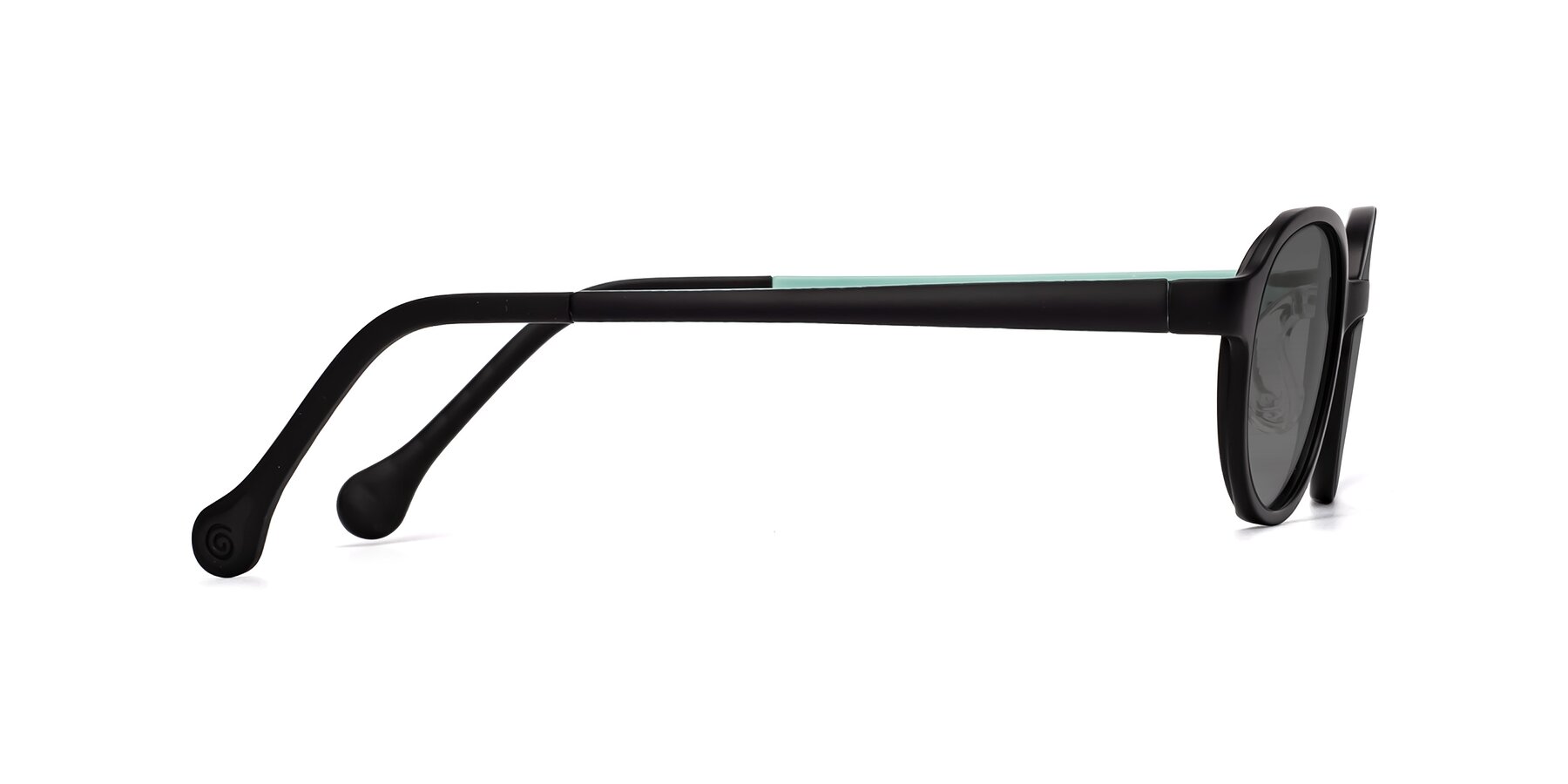 Side of Reece in Black-Teal with Medium Gray Tinted Lenses