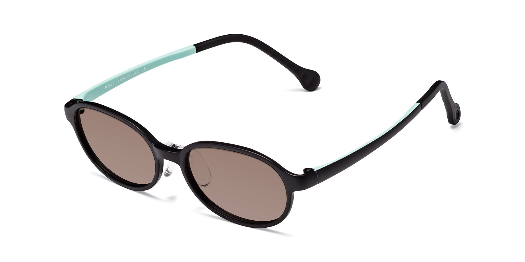 Angle of Reece in Black-Teal with Medium Brown Tinted Lenses