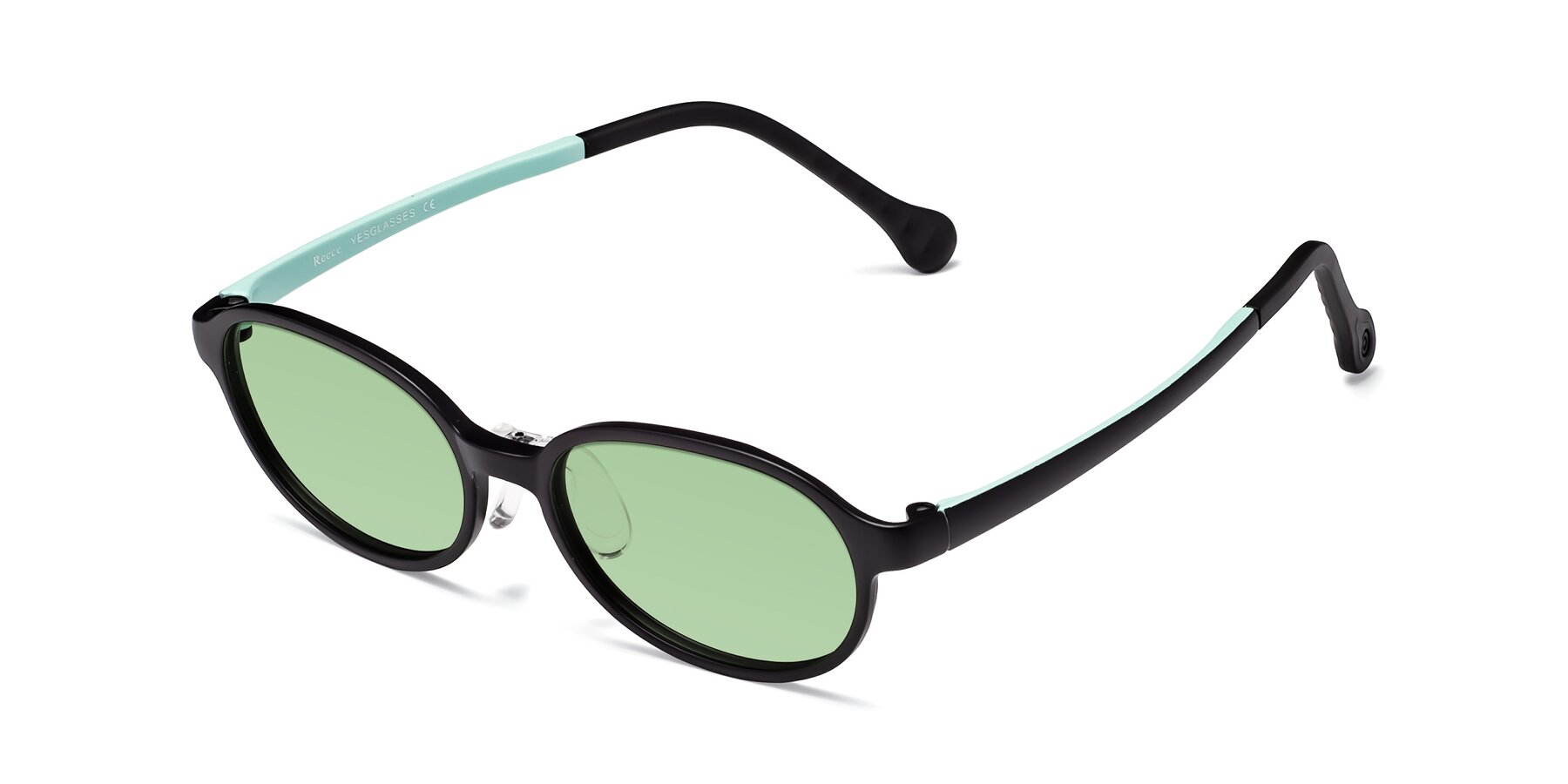 Angle of Reece in Black-Teal with Medium Green Tinted Lenses