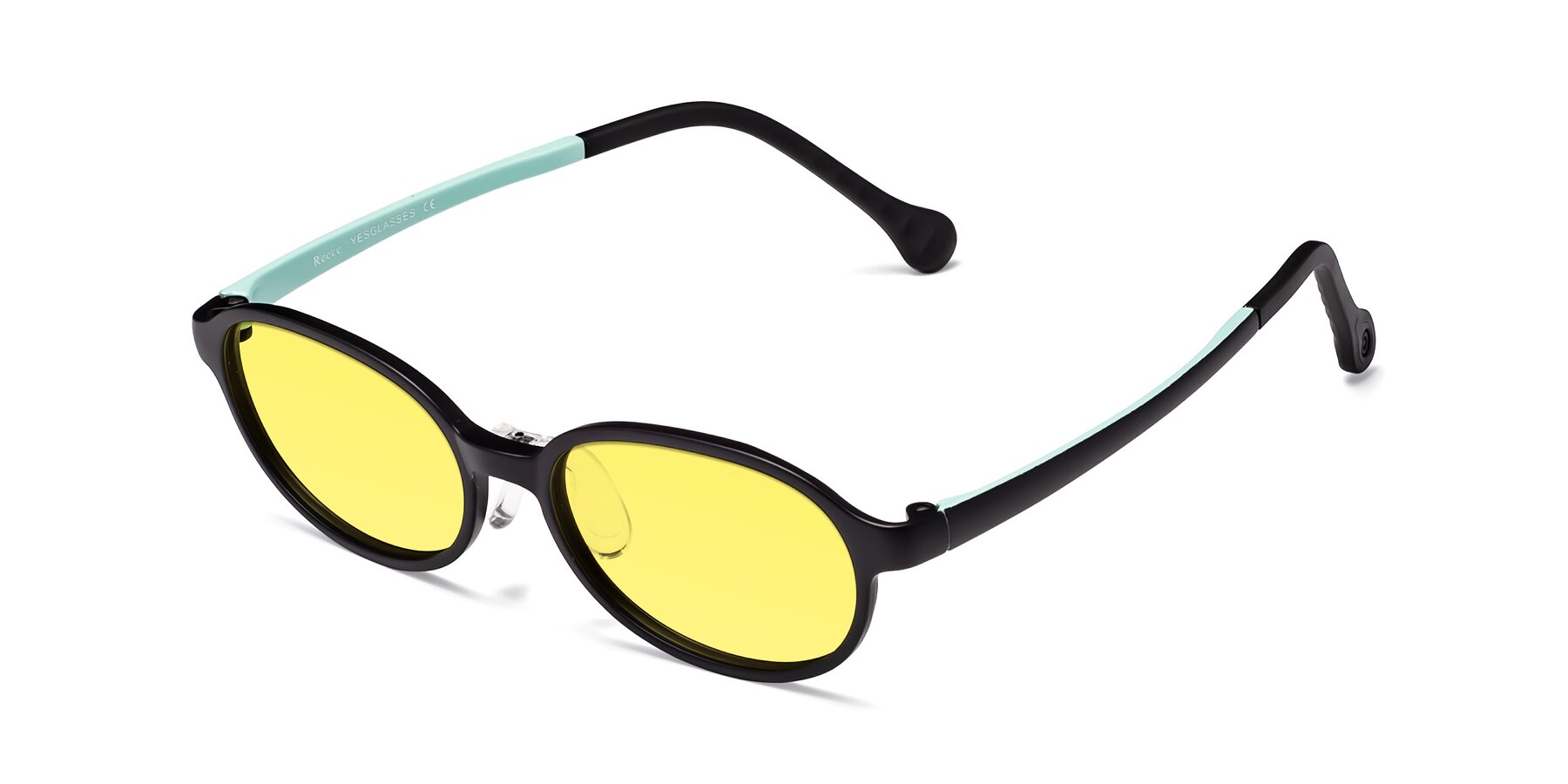 Angle of Reece in Black-Teal with Medium Yellow Tinted Lenses