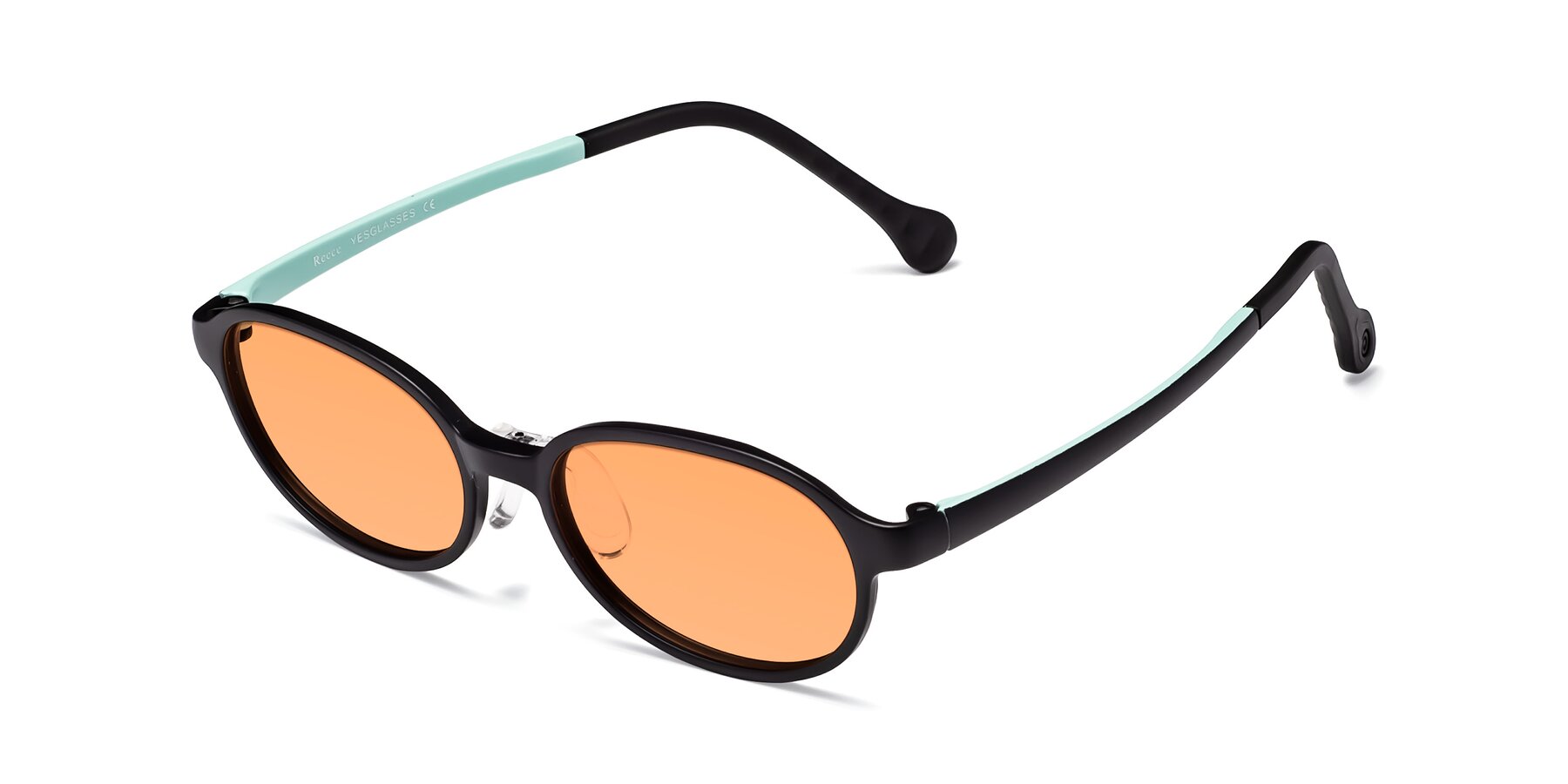 Angle of Reece in Black-Teal with Medium Orange Tinted Lenses