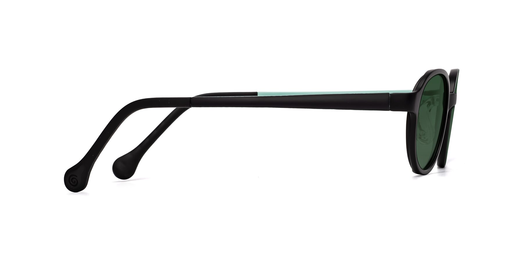 Side of Reece in Black-Teal with Green Tinted Lenses