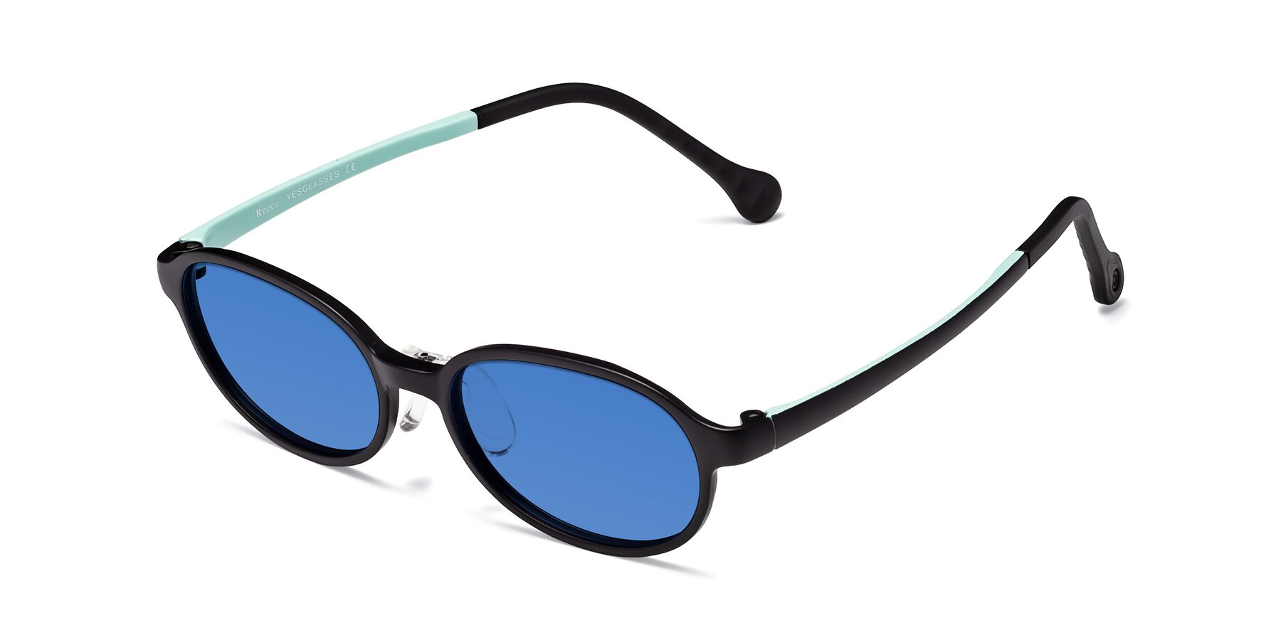 Angle of Reece in Black-Teal with Blue Tinted Lenses