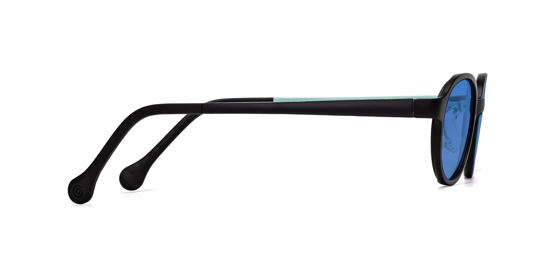 Side of Reece in Black-Teal with Blue Tinted Lenses