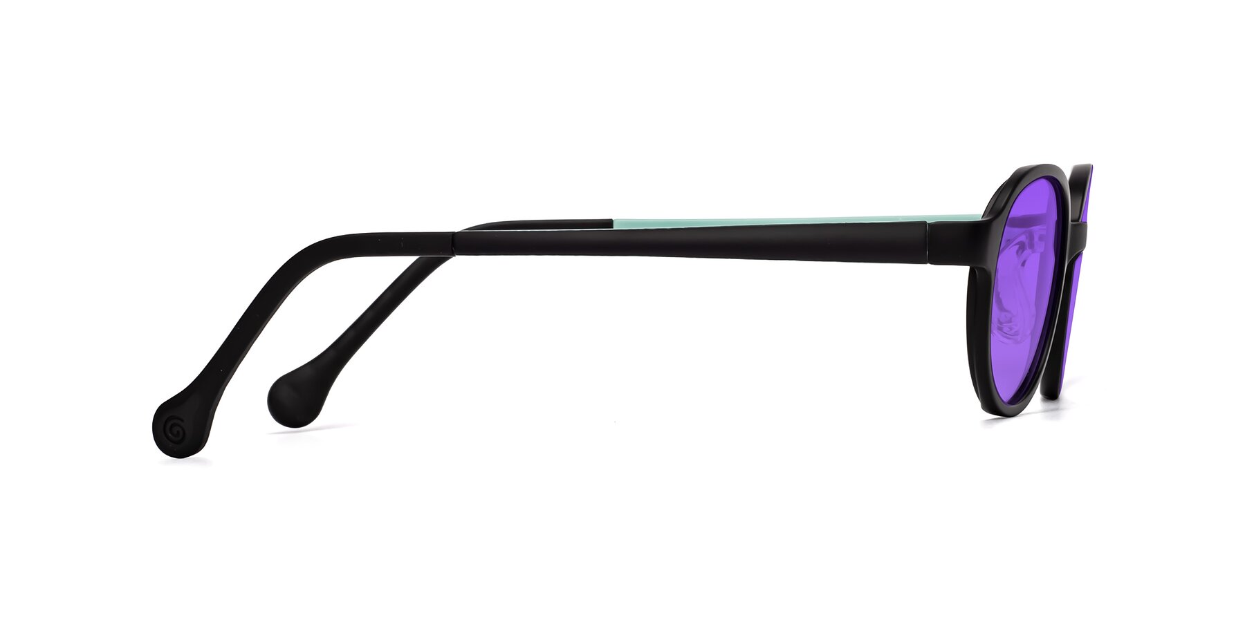 Side of Reece in Black-Teal with Purple Tinted Lenses