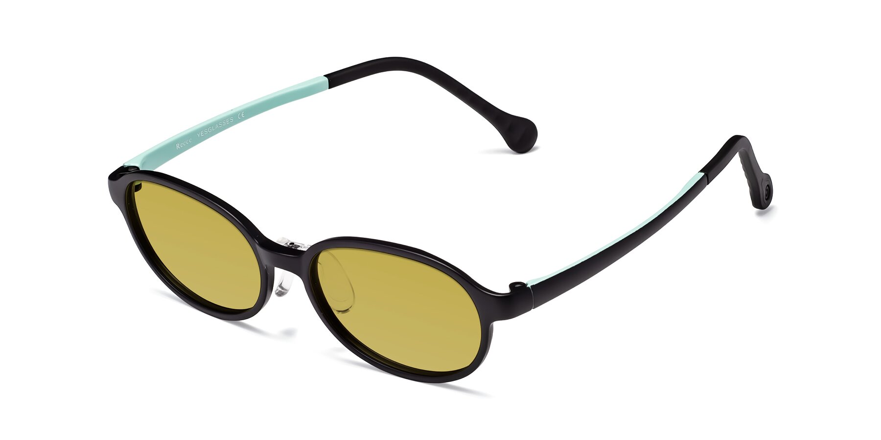 Angle of Reece in Black-Teal with Champagne Tinted Lenses