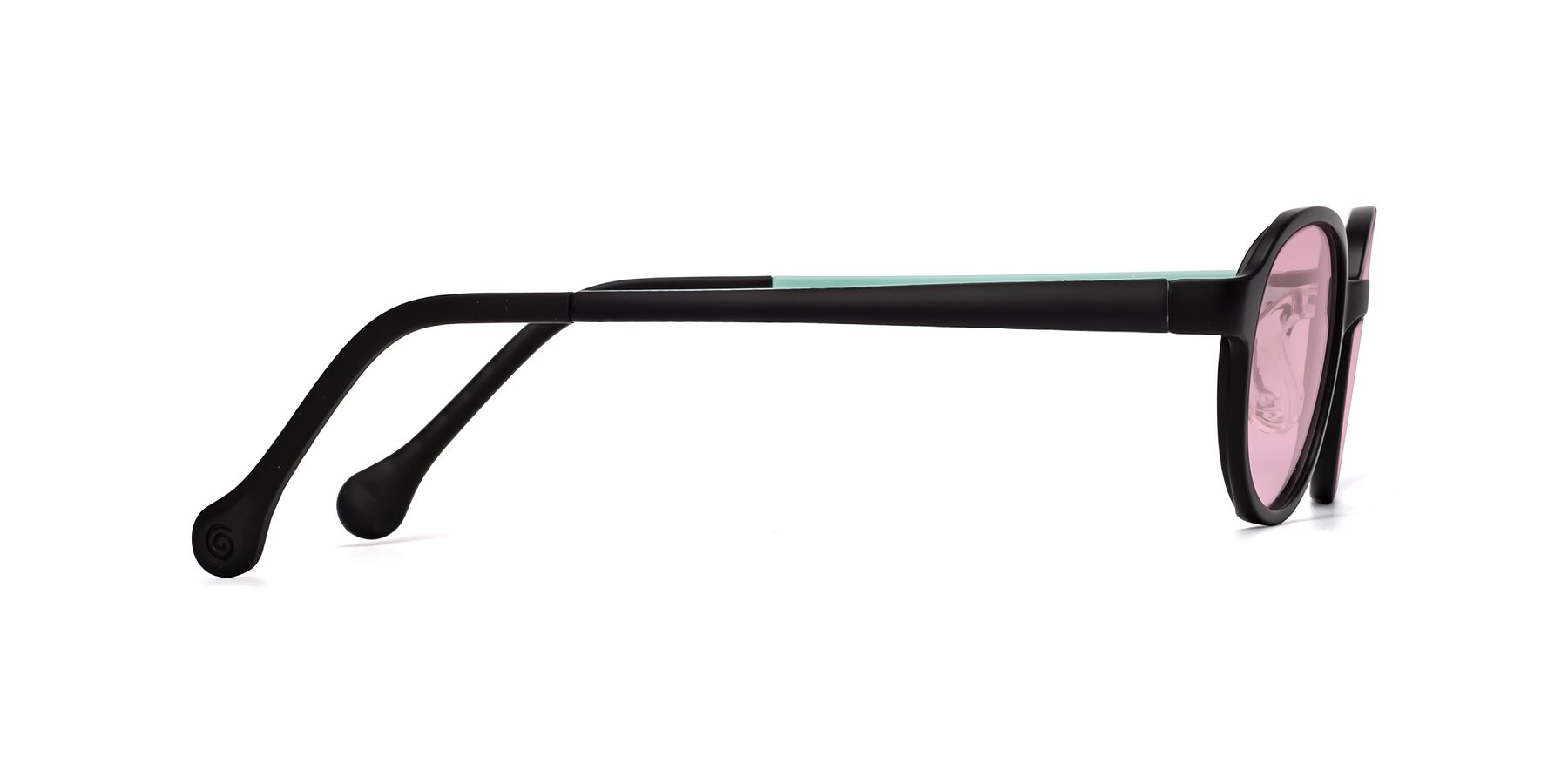 Side of Reece in Black-Teal with Light Wine Tinted Lenses