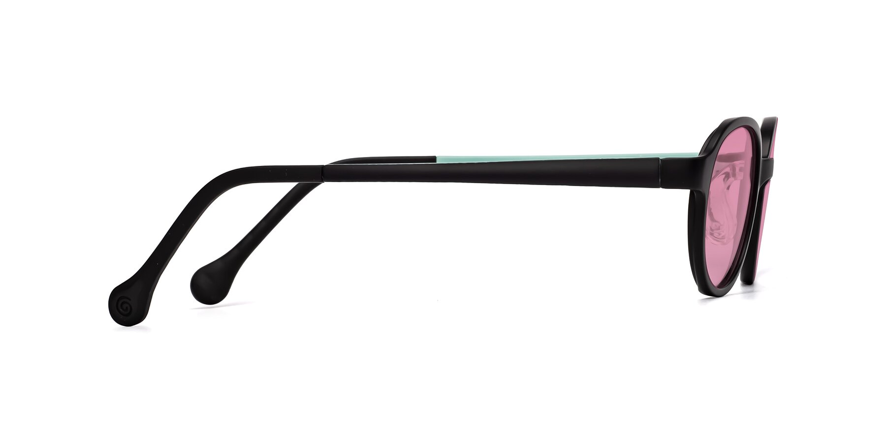 Side of Reece in Black-Teal with Medium Wine Tinted Lenses