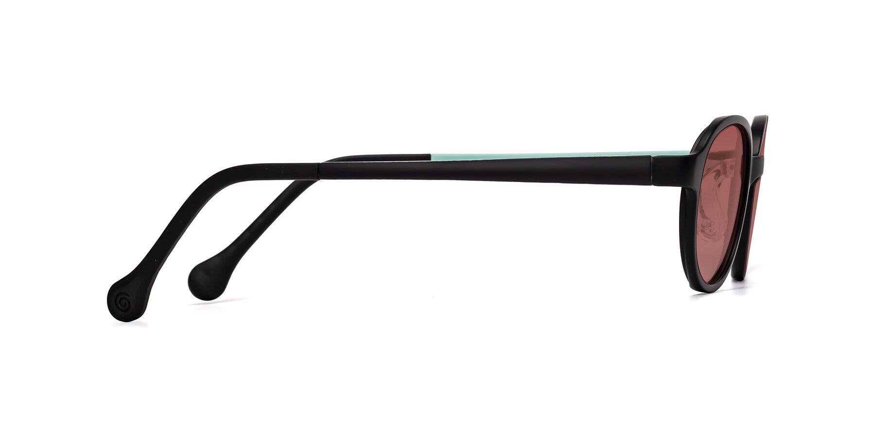 Side of Reece in Black-Teal with Garnet Tinted Lenses