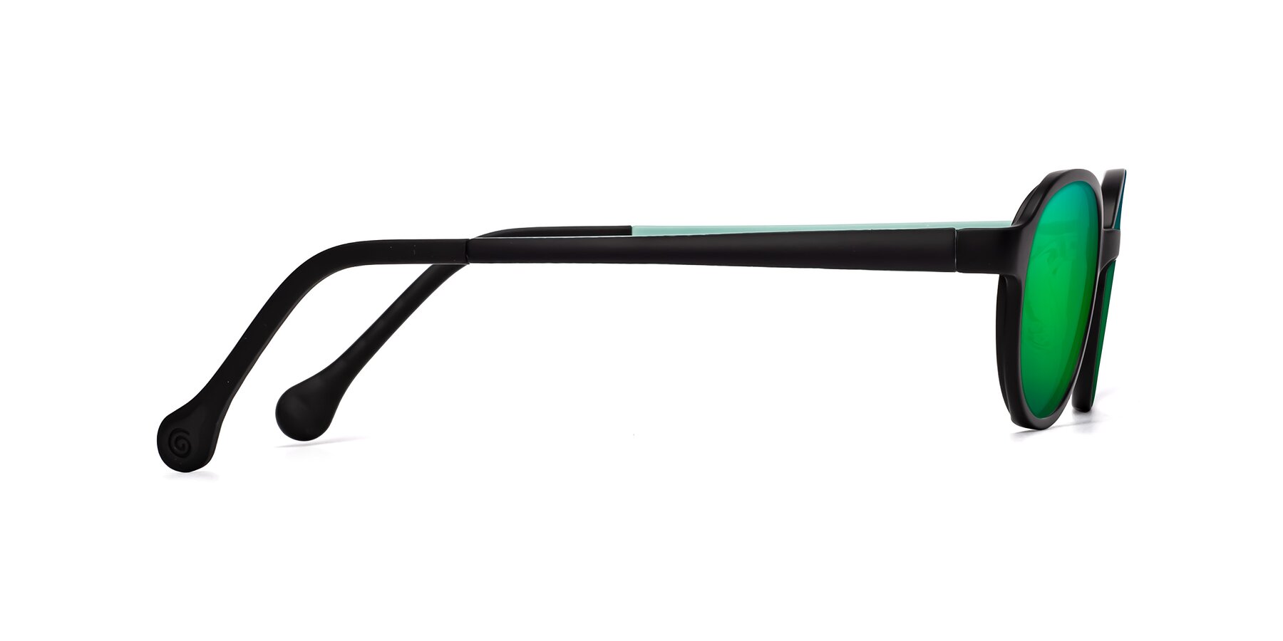 Side of Reece in Black-Teal with Green Mirrored Lenses