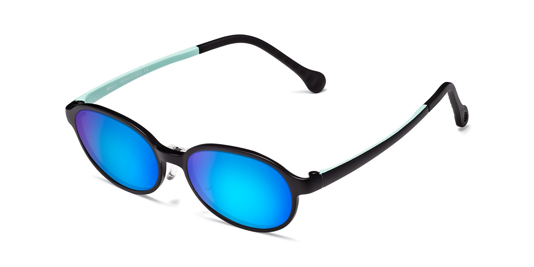 Angle of Reece in Black-Teal with Blue Mirrored Lenses