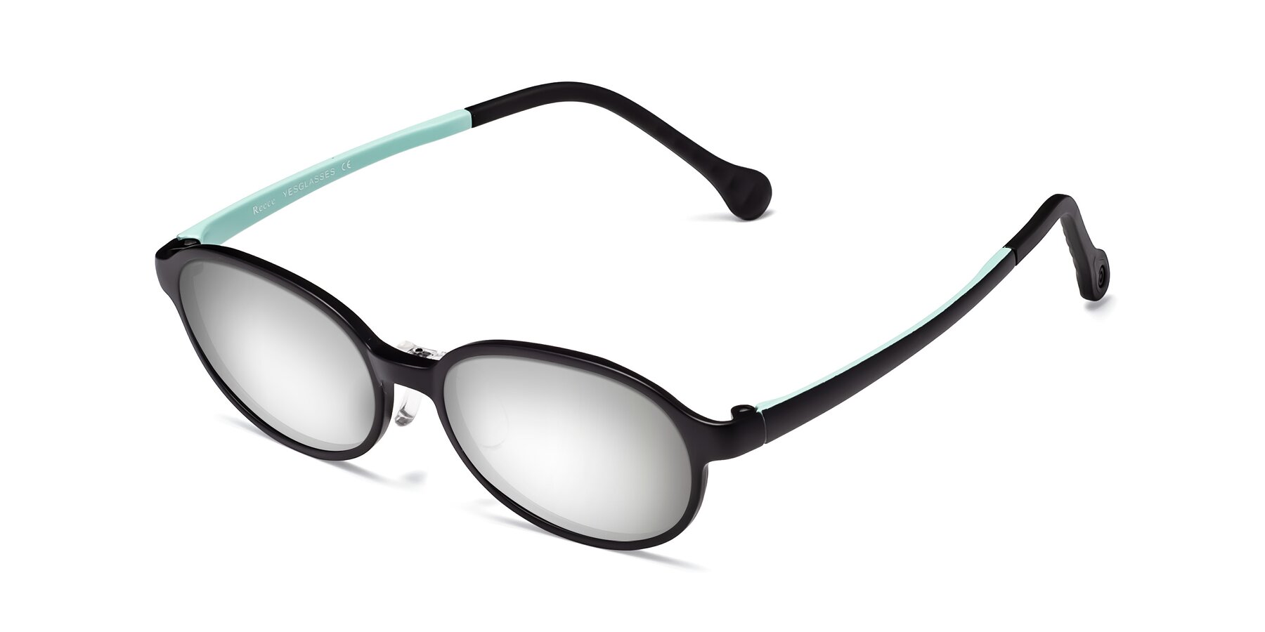 Angle of Reece in Black-Teal with Silver Mirrored Lenses