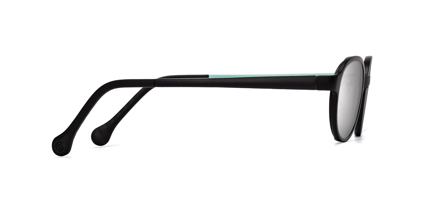 Side of Reece in Black-Teal with Silver Mirrored Lenses