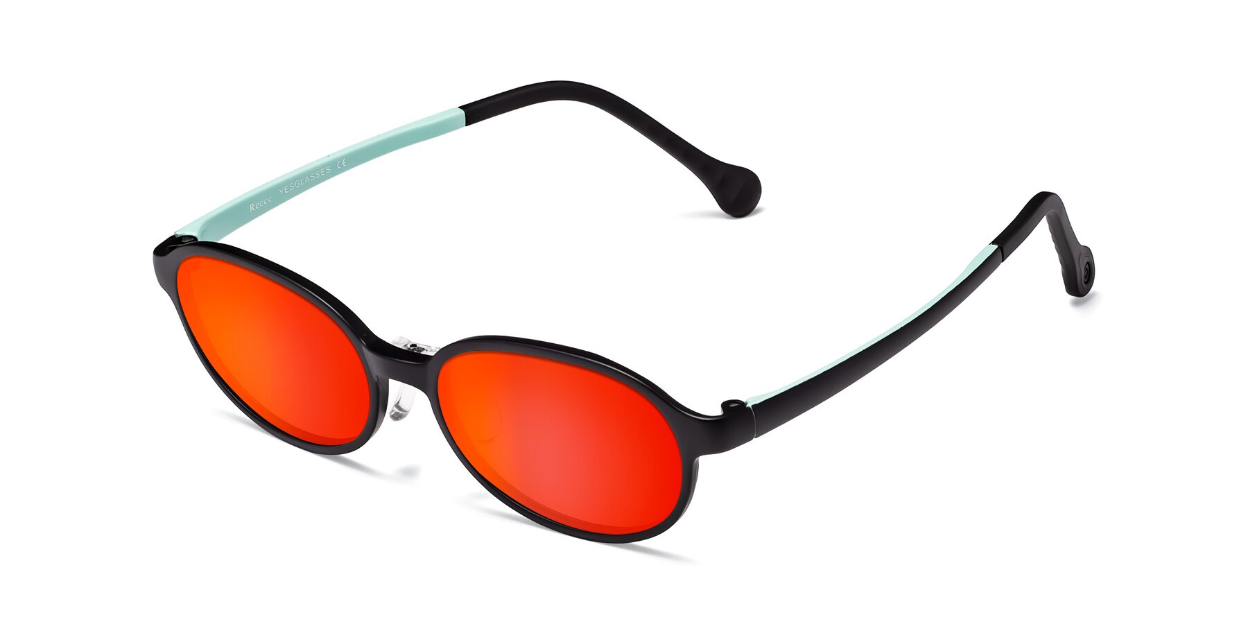 Angle of Reece in Black-Teal with Red Gold Mirrored Lenses