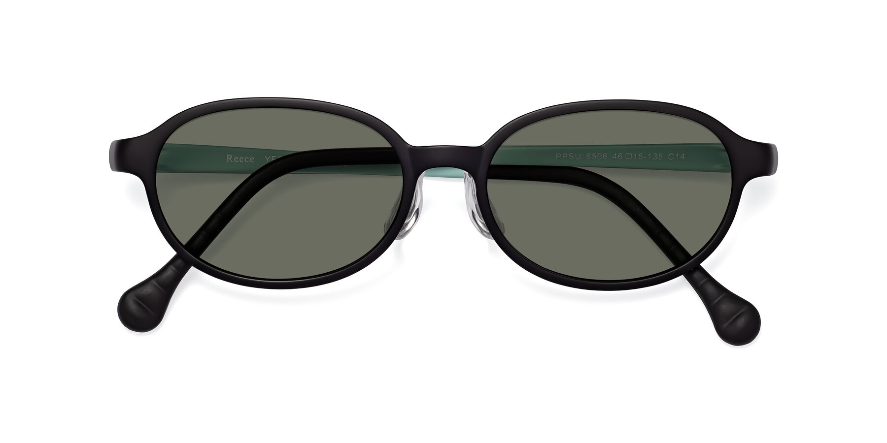 Folded Front of Reece in Black-Teal with Gray Polarized Lenses