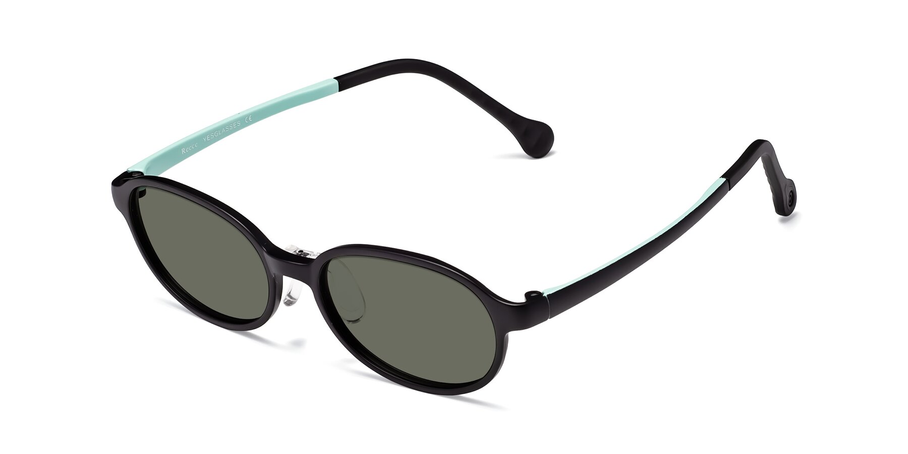 Angle of Reece in Black-Teal with Gray Polarized Lenses