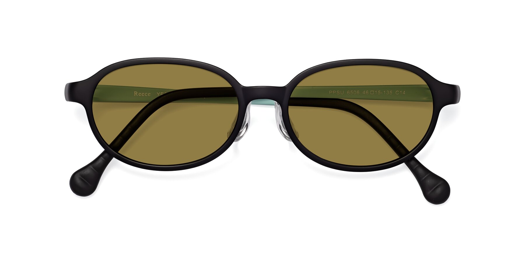 Folded Front of Reece in Black-Teal with Brown Polarized Lenses