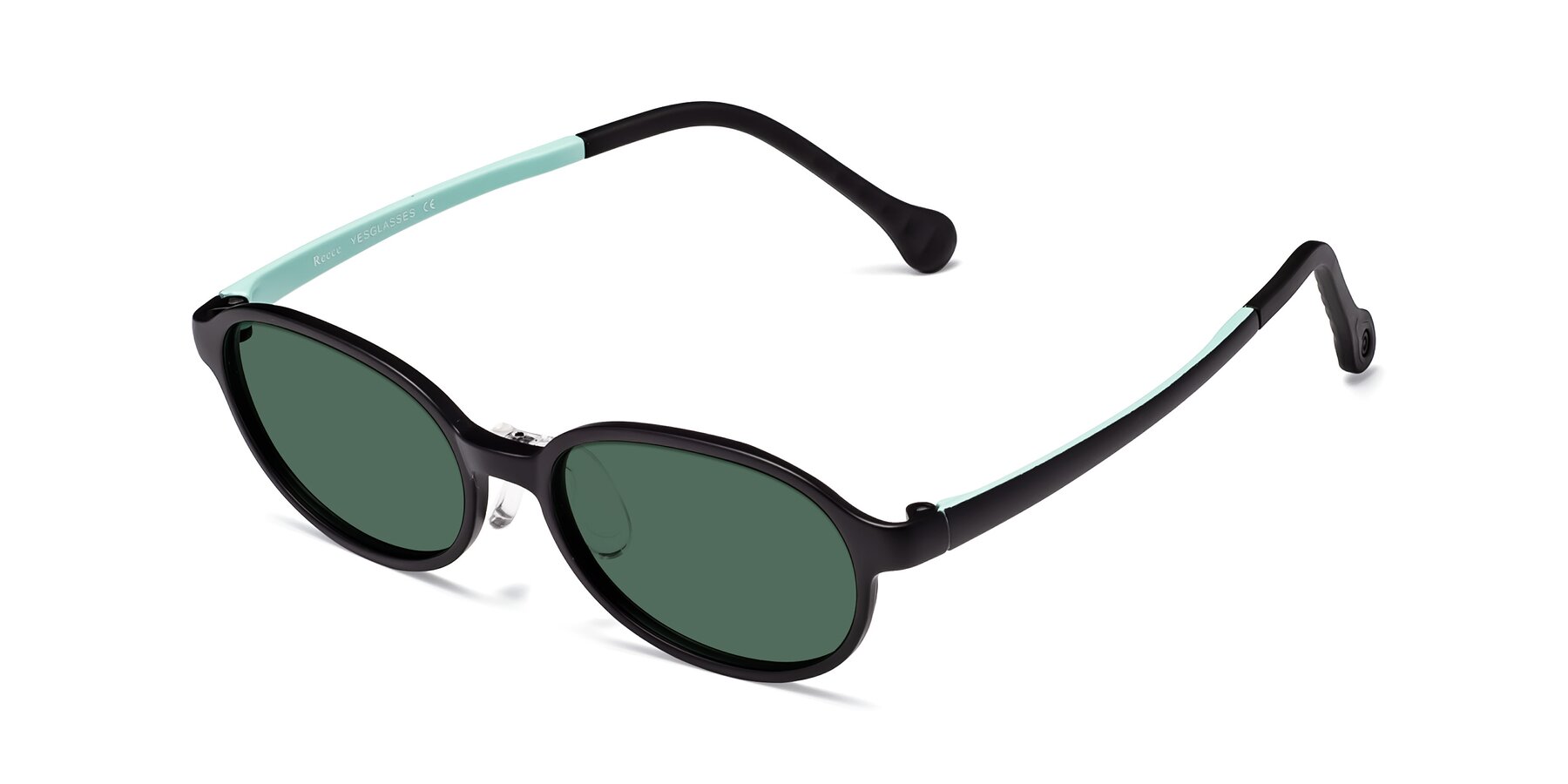 Angle of Reece in Black-Teal with Green Polarized Lenses