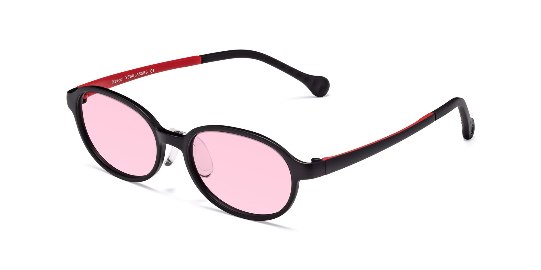 Angle of Reece in Black-Red with Light Pink Tinted Lenses