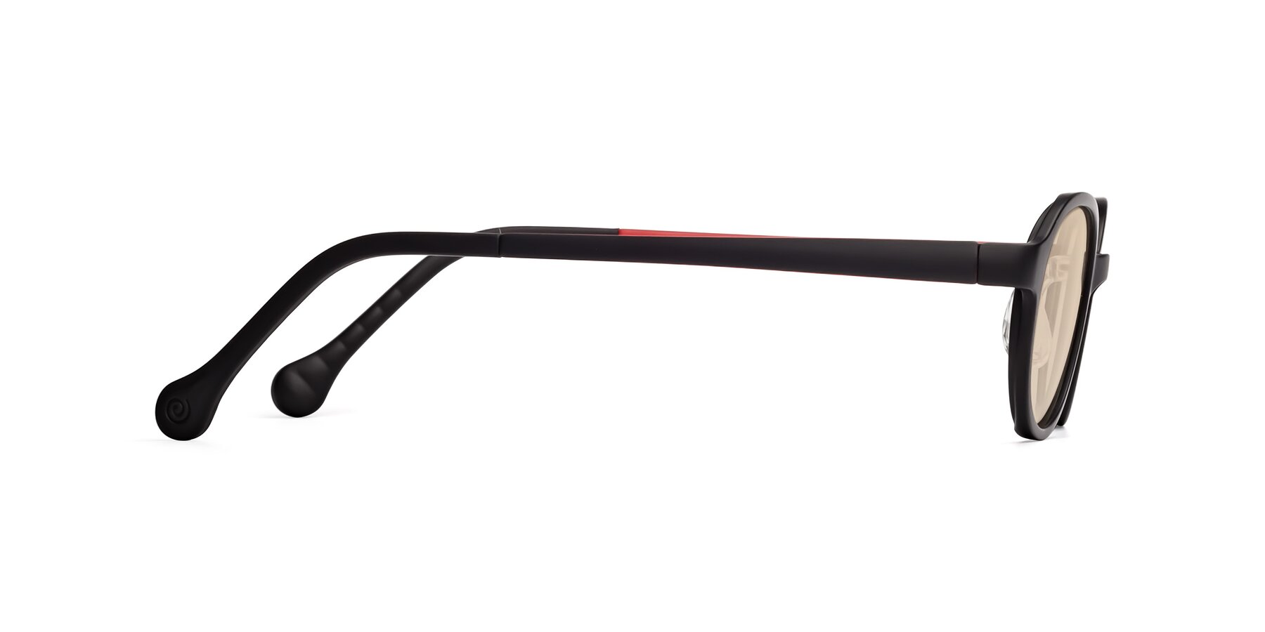 Side of Reece in Black-Red with Light Brown Tinted Lenses