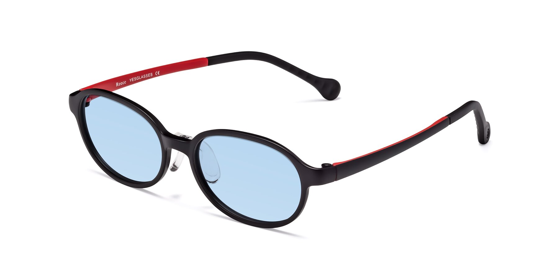 Angle of Reece in Black-Red with Light Blue Tinted Lenses