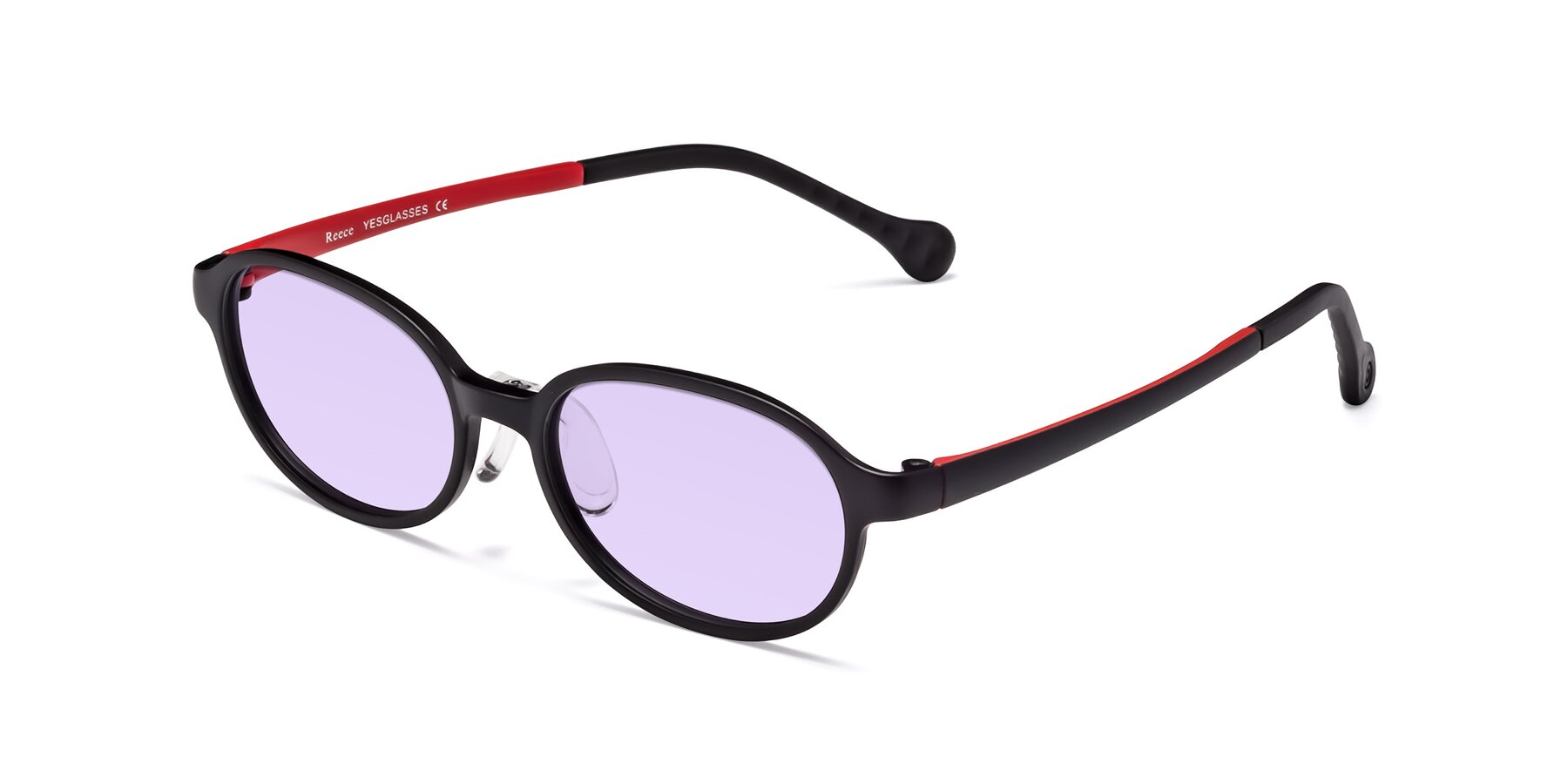 Angle of Reece in Black-Red with Light Purple Tinted Lenses