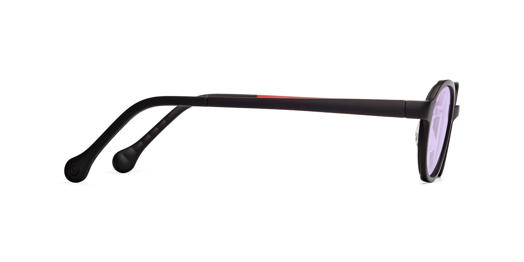 Side of Reece in Black-Red with Light Purple Tinted Lenses