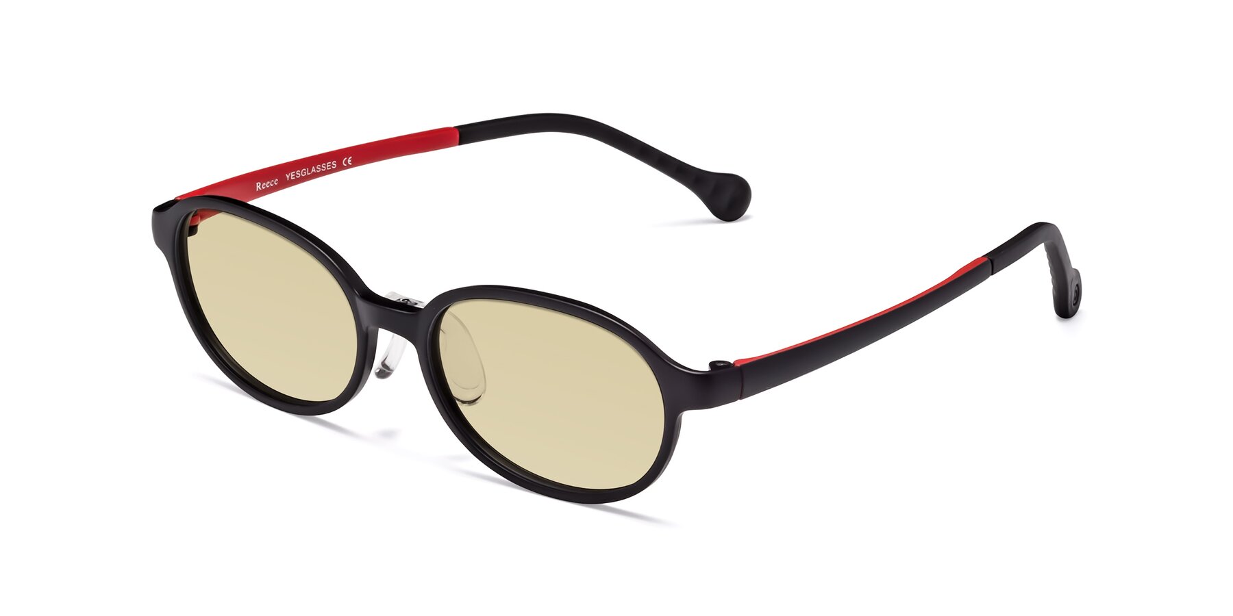 Angle of Reece in Black-Red with Light Champagne Tinted Lenses