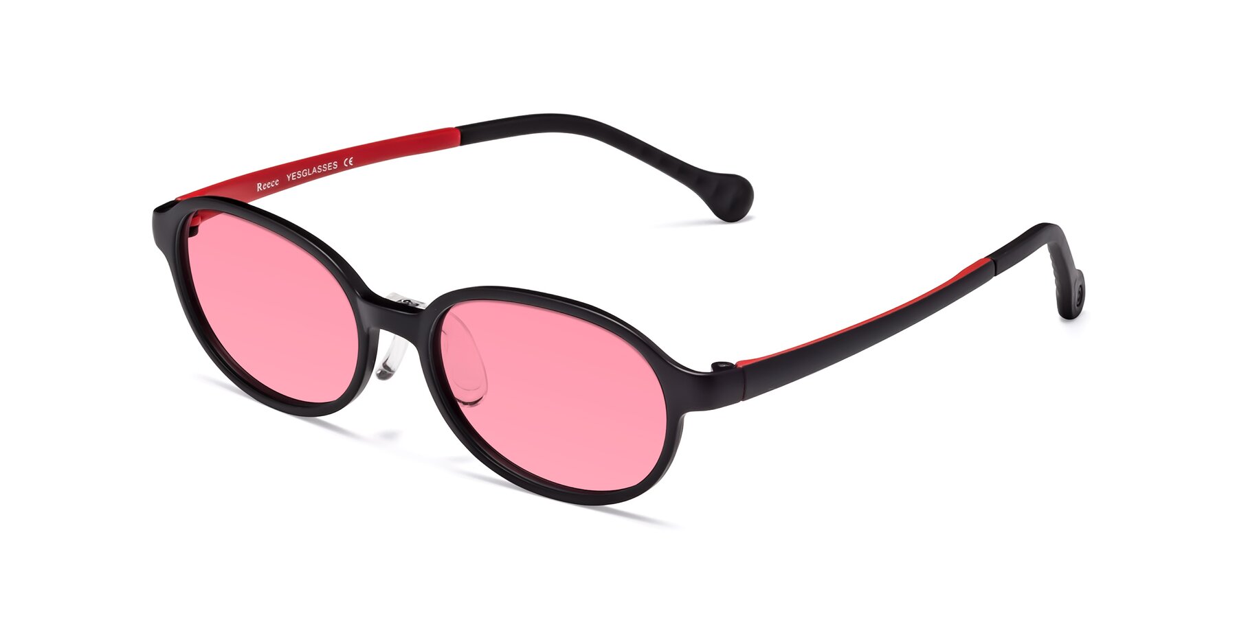 Angle of Reece in Black-Red with Pink Tinted Lenses