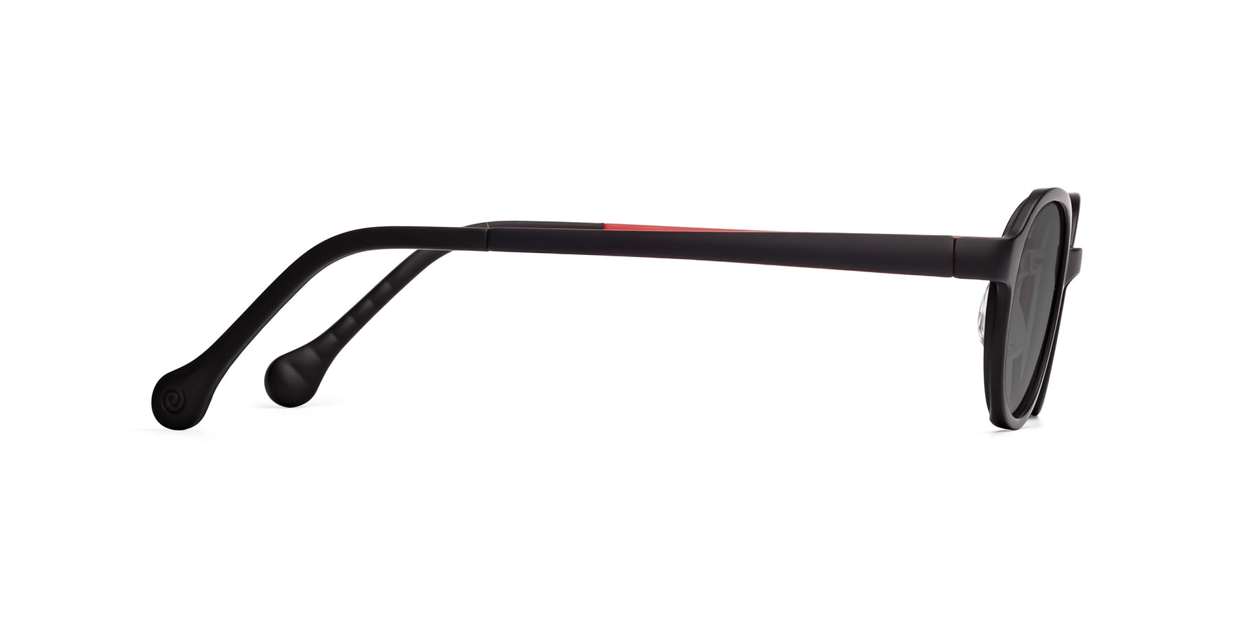 Side of Reece in Black-Red with Medium Gray Tinted Lenses