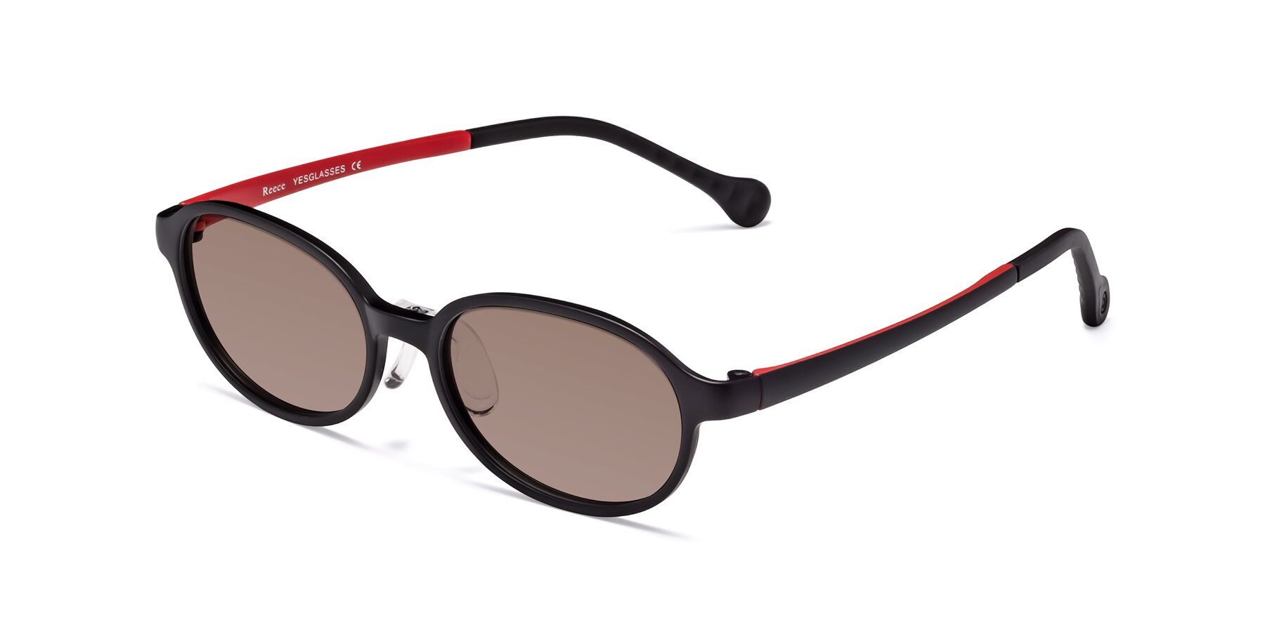 Angle of Reece in Black-Red with Medium Brown Tinted Lenses