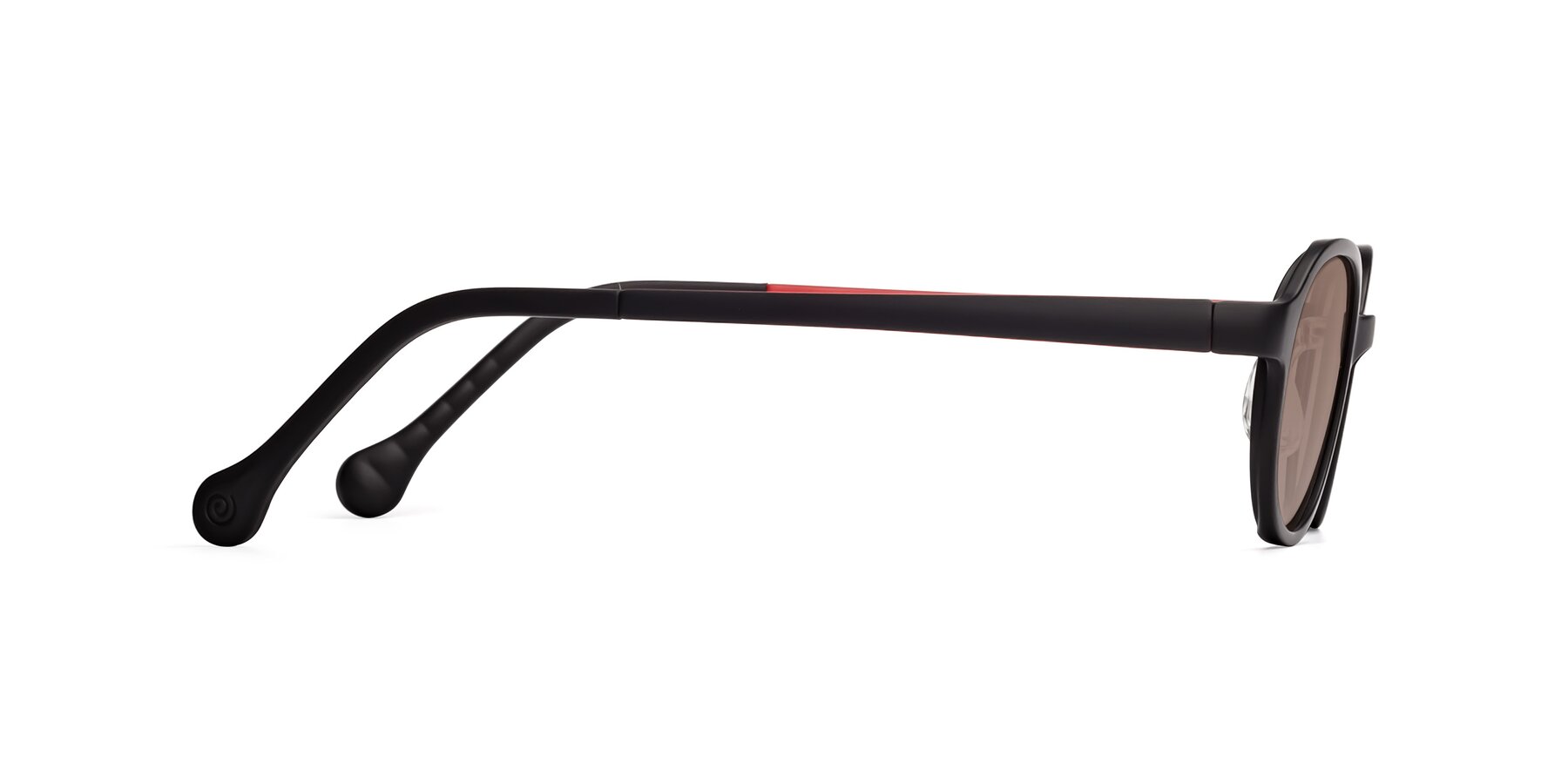 Side of Reece in Black-Red with Medium Brown Tinted Lenses