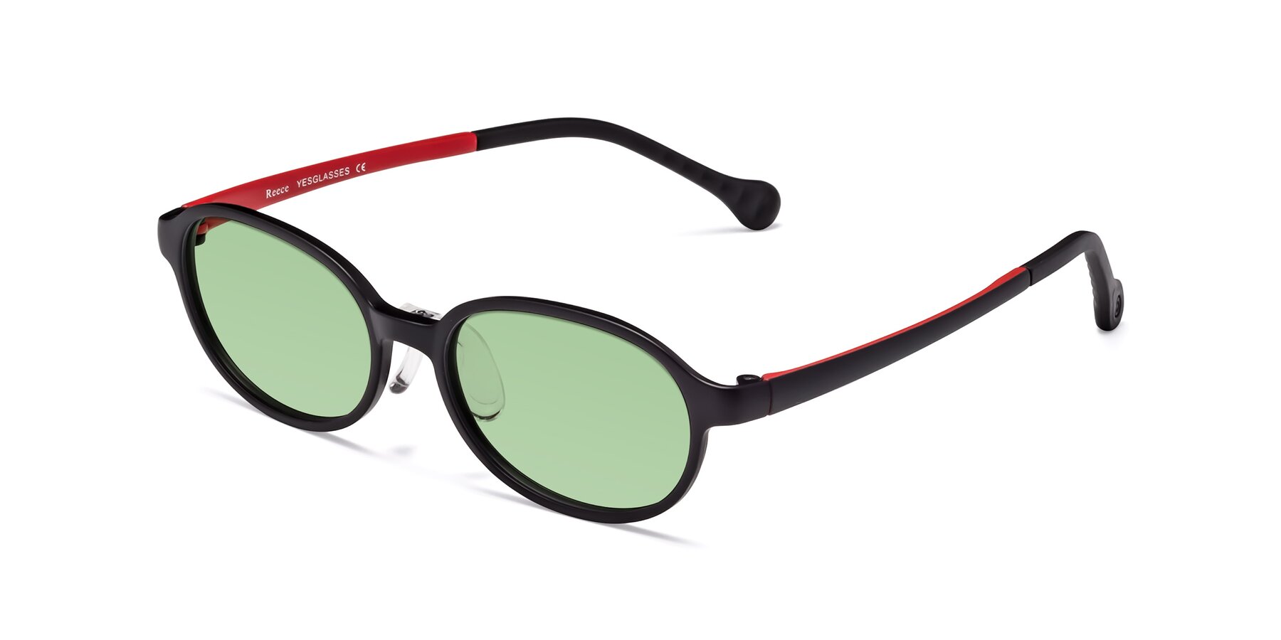 Angle of Reece in Black-Red with Medium Green Tinted Lenses