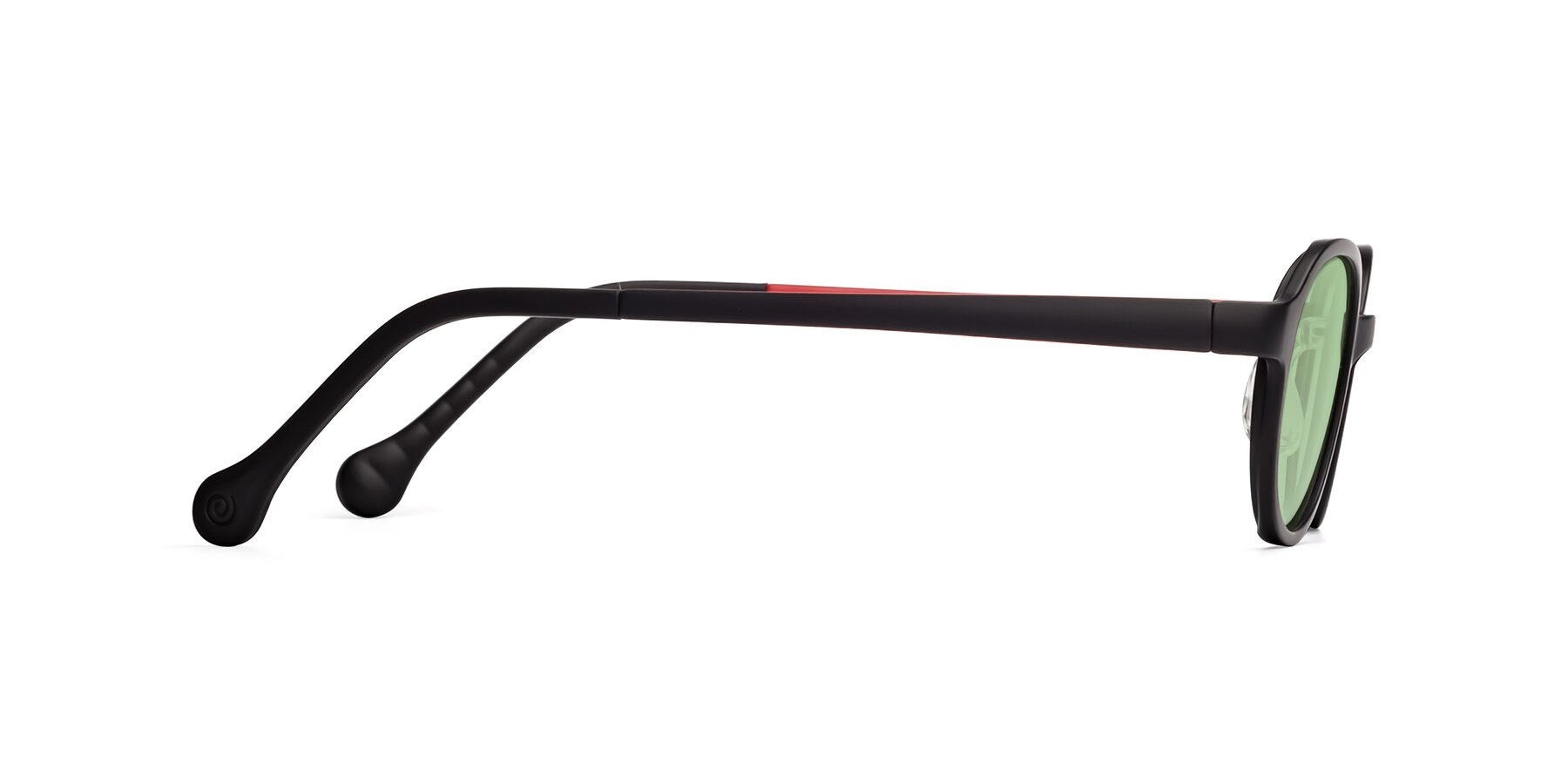 Side of Reece in Black-Red with Medium Green Tinted Lenses