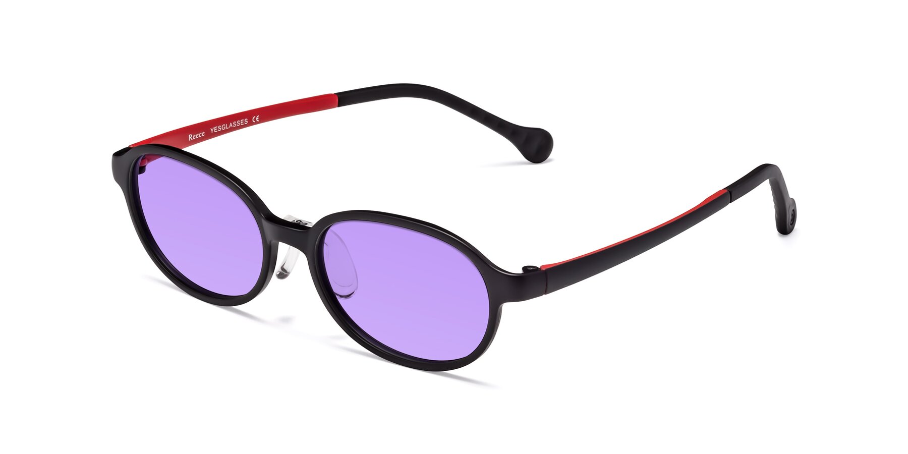 Angle of Reece in Black-Red with Medium Purple Tinted Lenses