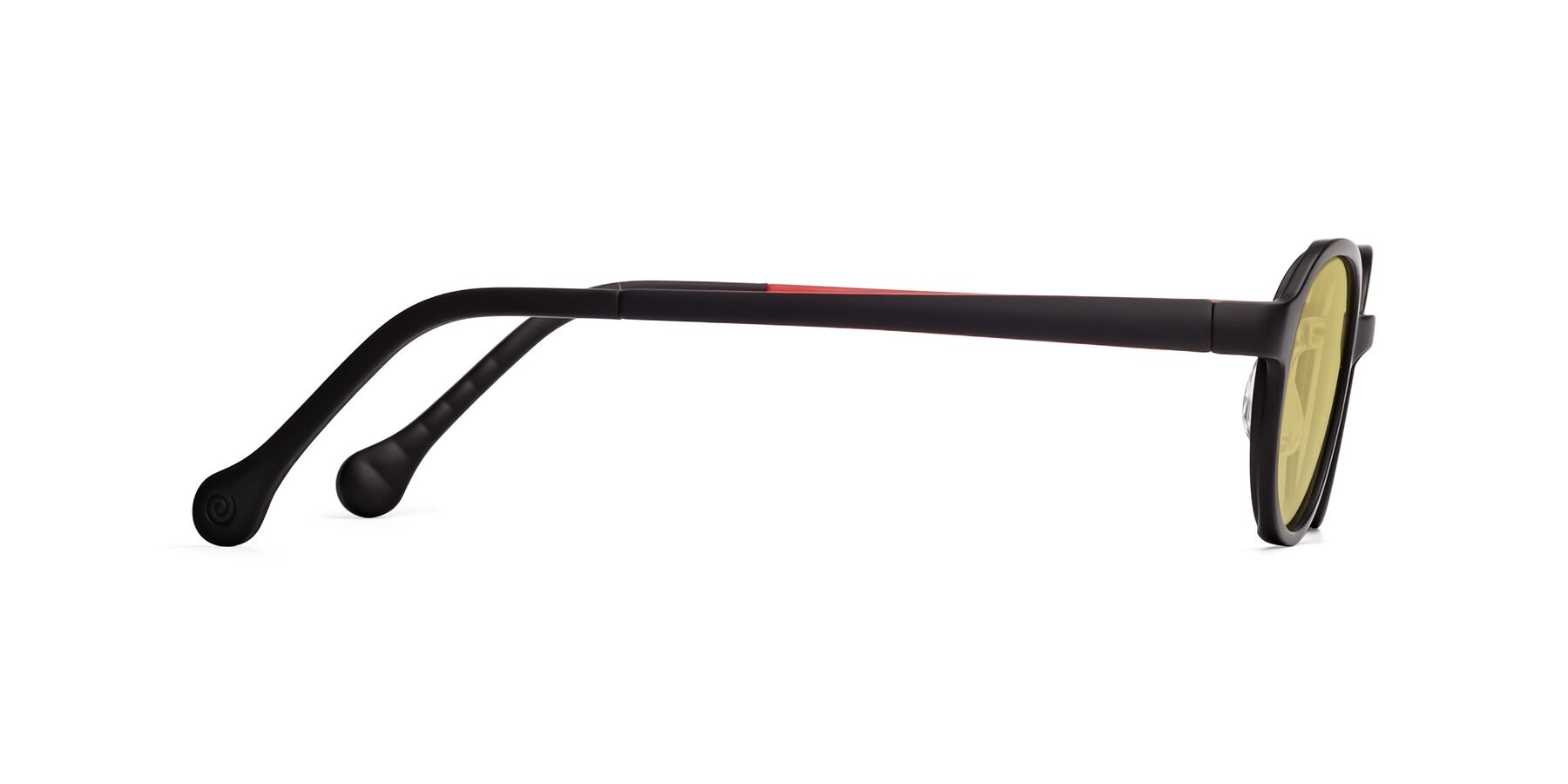 Side of Reece in Black-Red with Medium Champagne Tinted Lenses