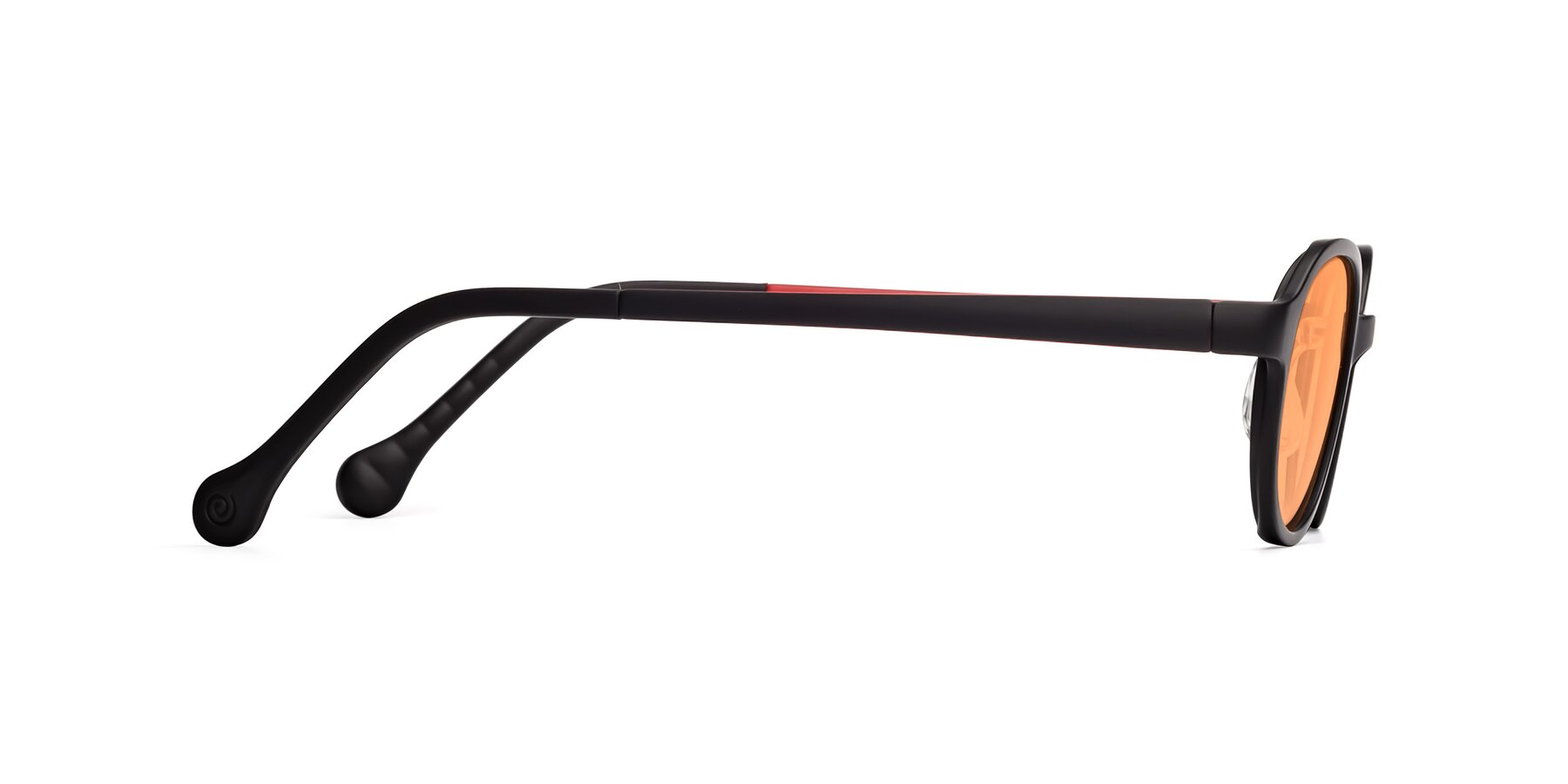 Side of Reece in Black-Red with Medium Orange Tinted Lenses