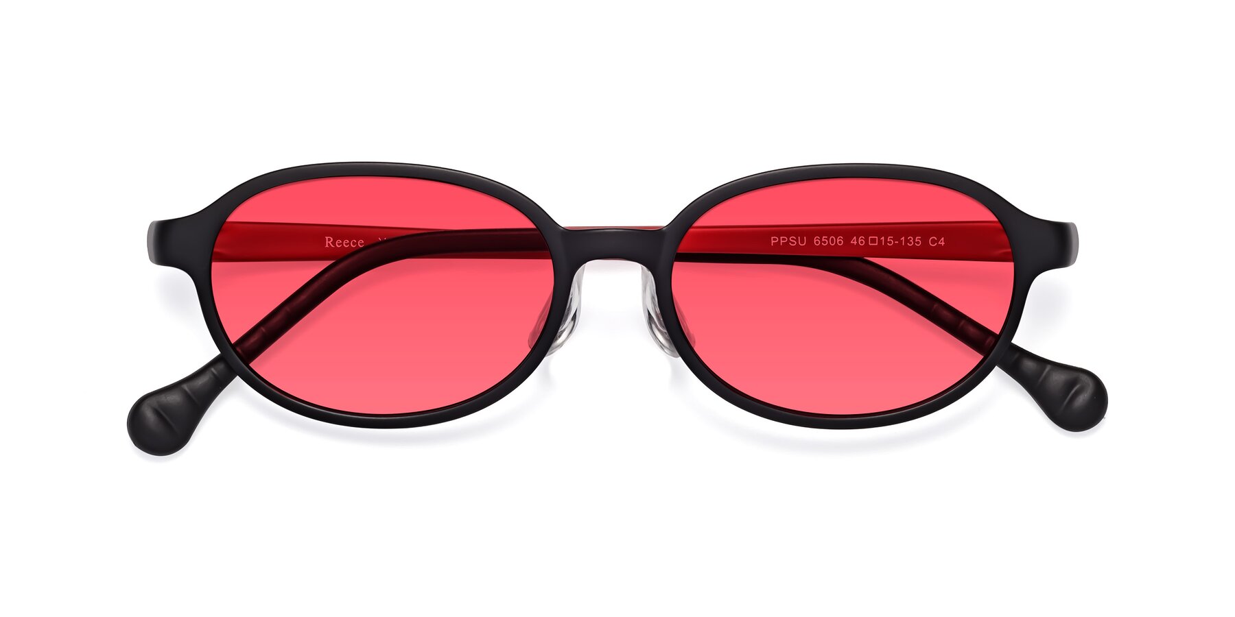 Folded Front of Reece in Black-Red with Red Tinted Lenses