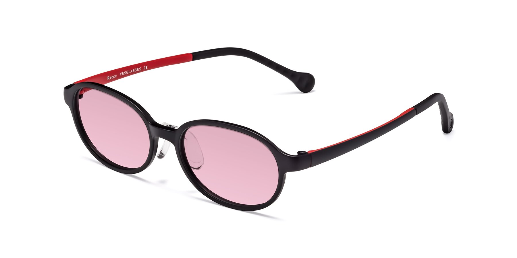 Angle of Reece in Black-Red with Light Wine Tinted Lenses