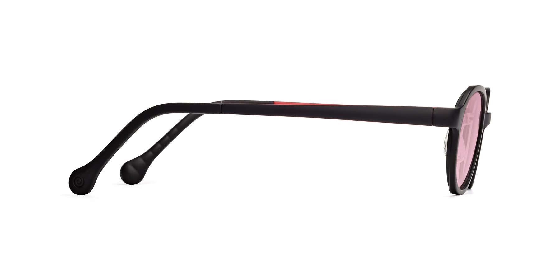 Side of Reece in Black-Red with Light Wine Tinted Lenses