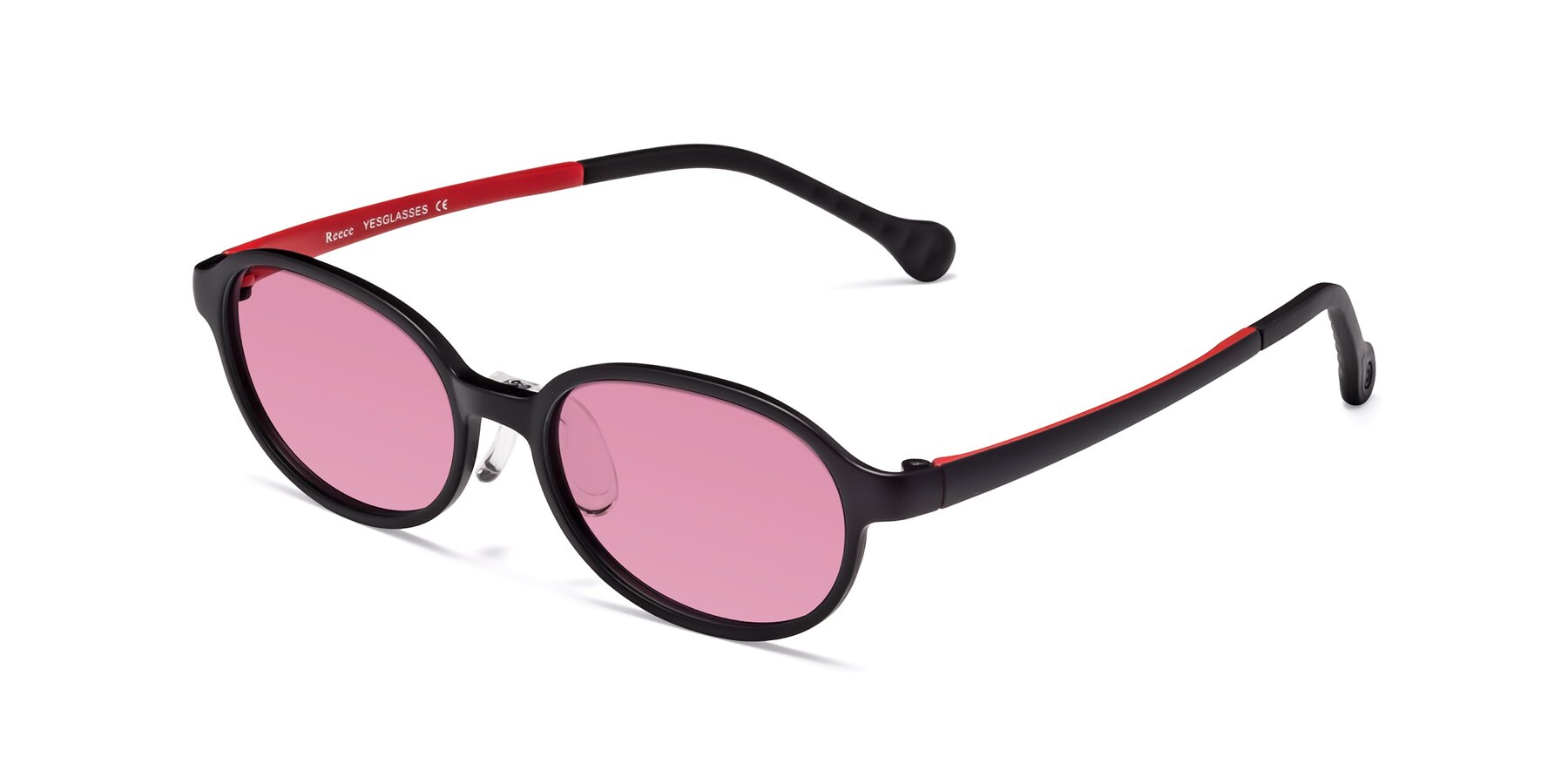 Angle of Reece in Black-Red with Medium Wine Tinted Lenses