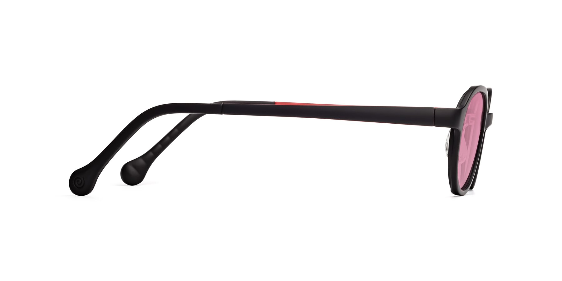 Side of Reece in Black-Red with Medium Wine Tinted Lenses