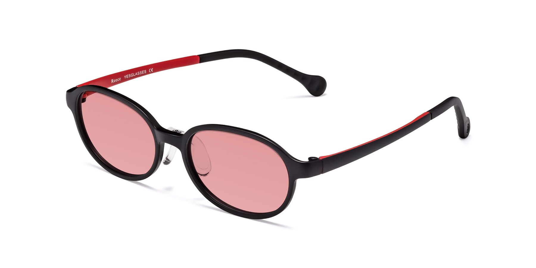 Angle of Reece in Black-Red with Medium Garnet Tinted Lenses