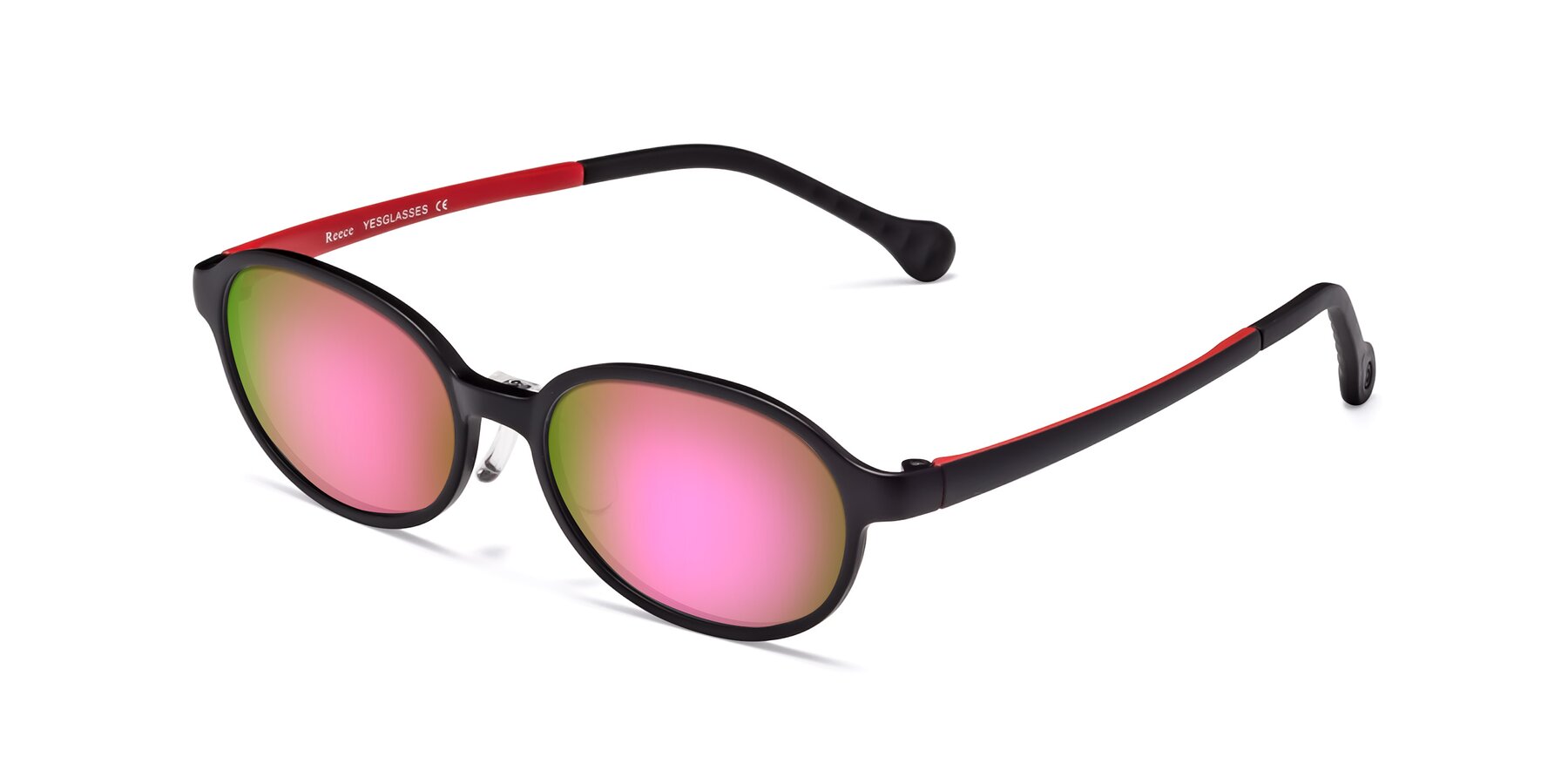 Angle of Reece in Black-Red with Pink Mirrored Lenses