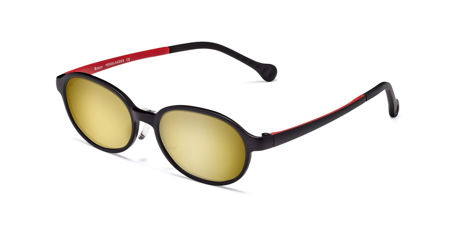 Angle of Reece in Black-Red with Gold Mirrored Lenses