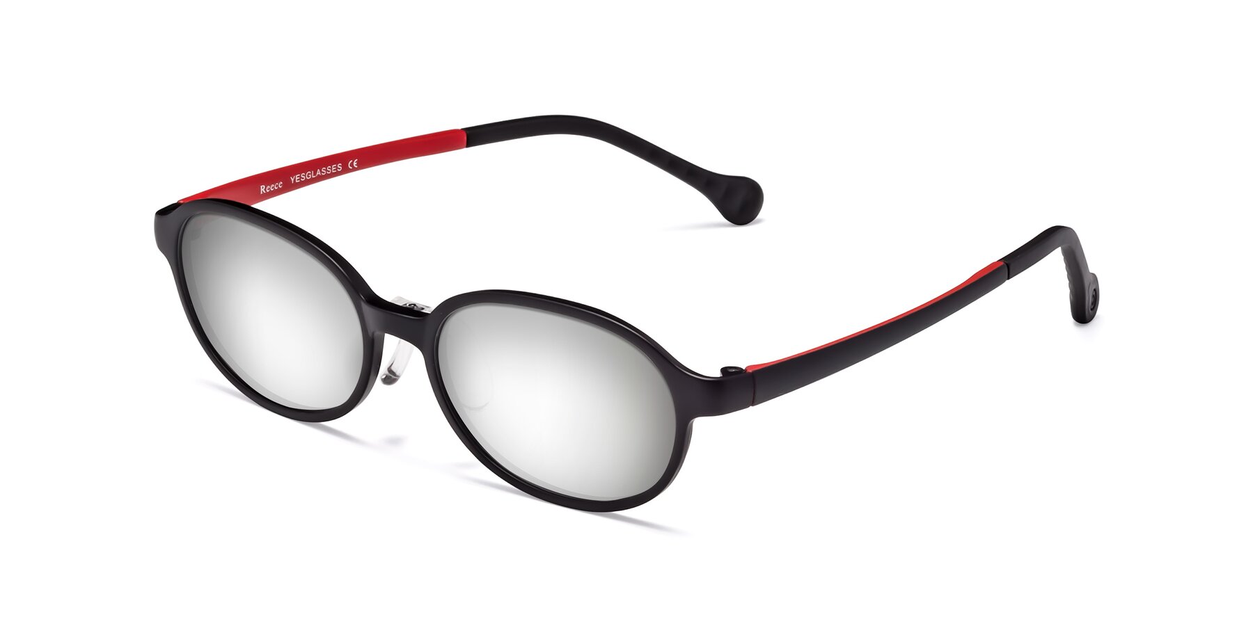 Angle of Reece in Black-Red with Silver Mirrored Lenses