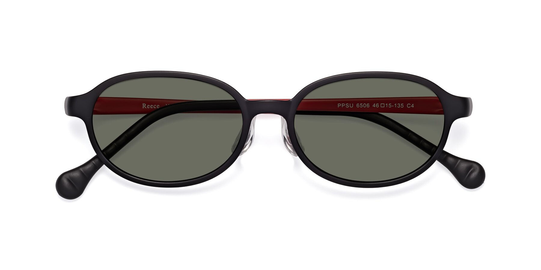 Folded Front of Reece in Black-Red with Gray Polarized Lenses