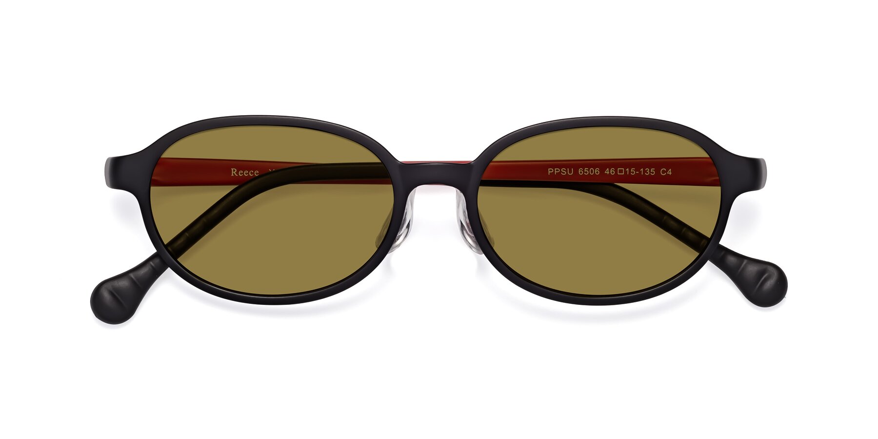 Folded Front of Reece in Black-Red with Brown Polarized Lenses