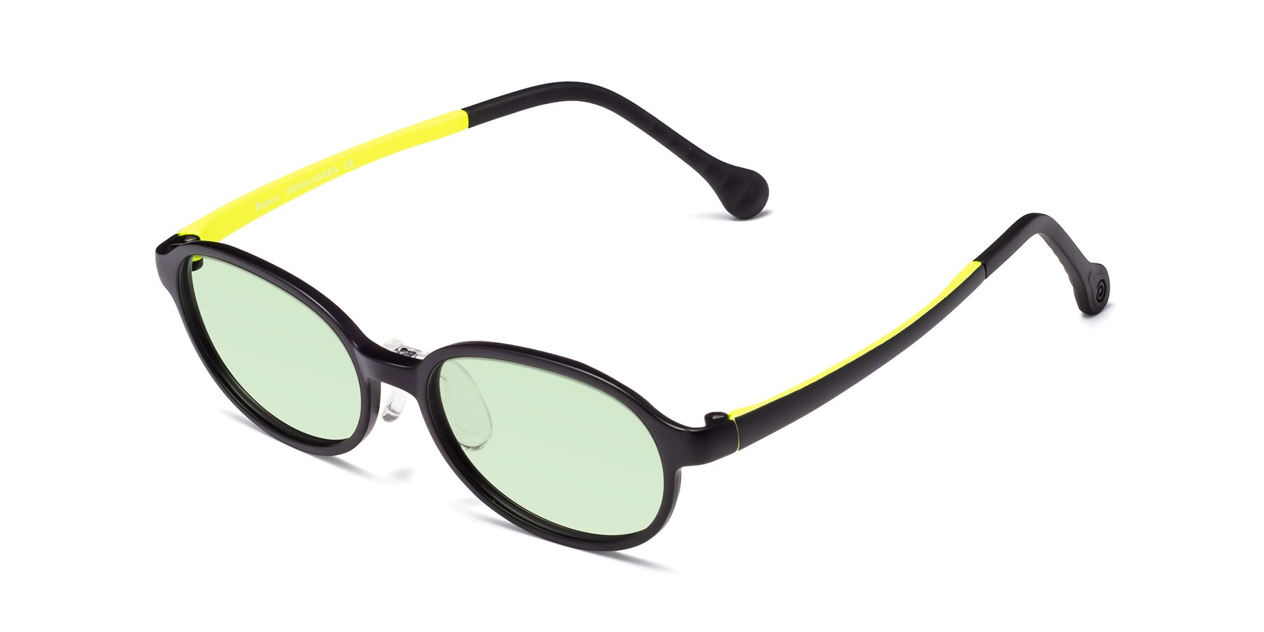 Angle of Reece in Black-New Leaf with Light Green Tinted Lenses