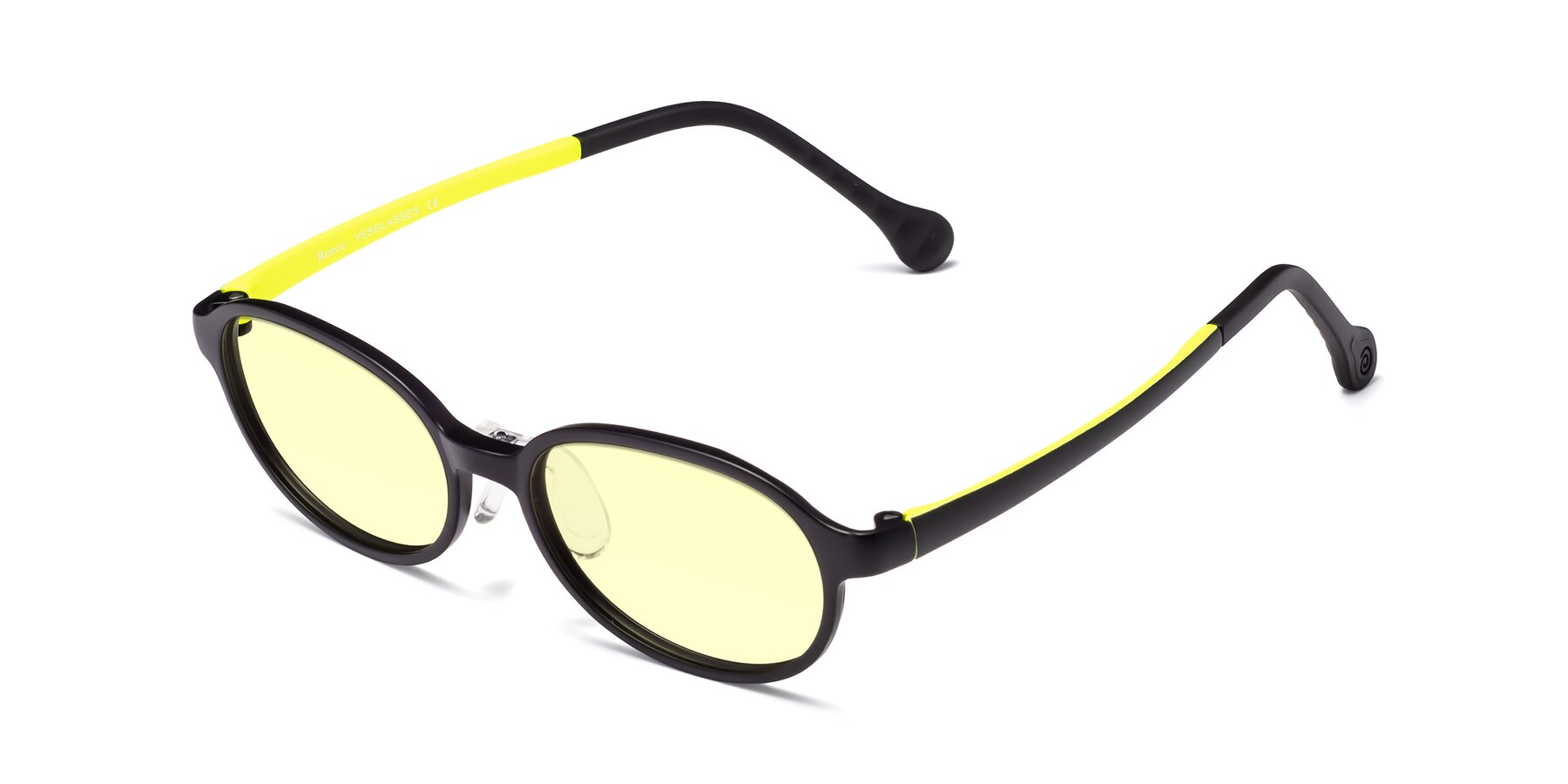 Angle of Reece in Black-New Leaf with Light Yellow Tinted Lenses